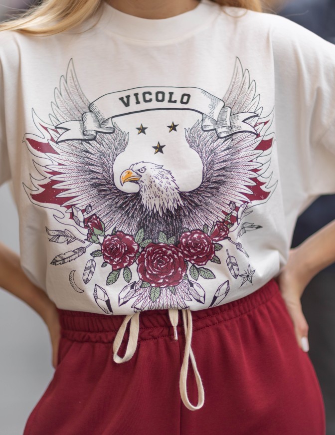 VICOLO TSHIRT  AQUILA ROSE