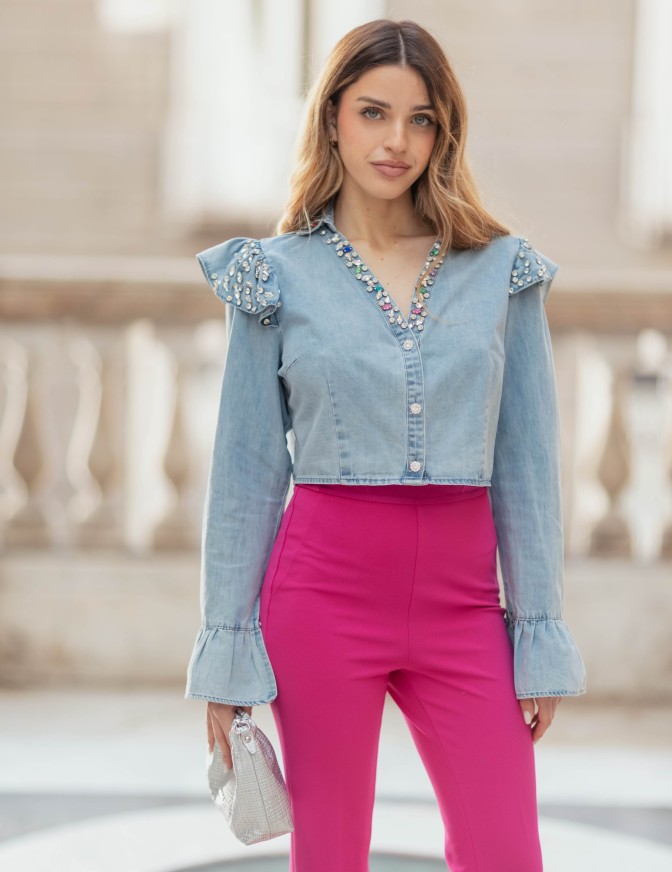 VICOLO CAMICIA  CROP DENIM...