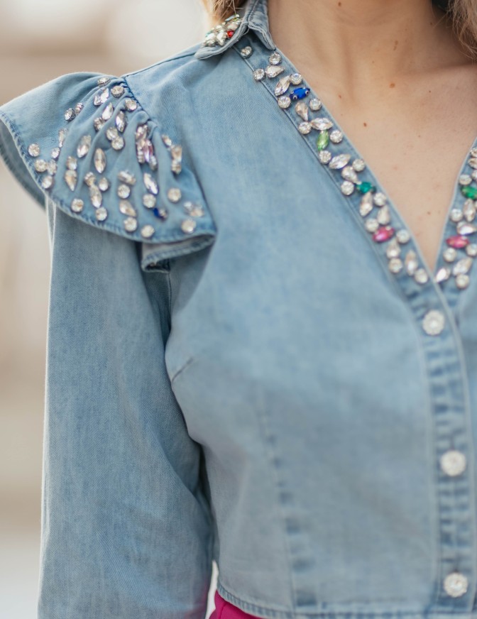 VICOLO CAMICIA  CROP DENIM...