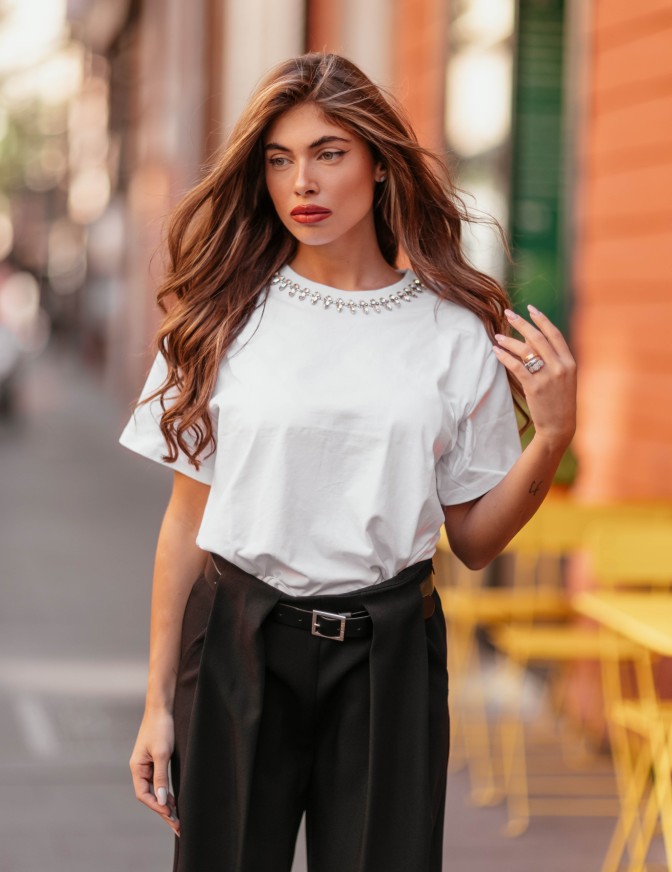 ONLY TSHIRT  COLLANA STRASS