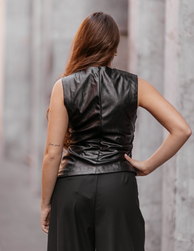 ONLY GILET TOP ECO PELLE