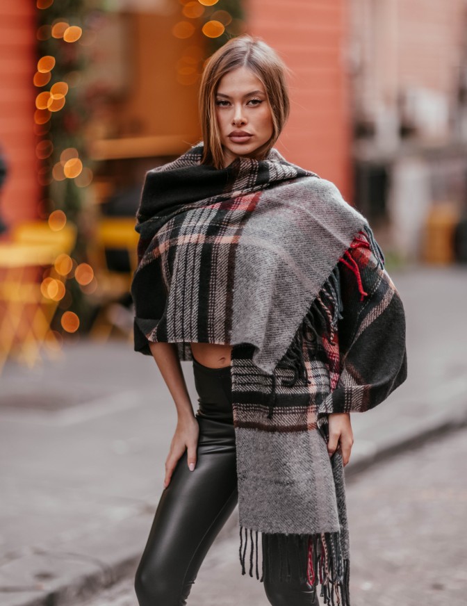 VICOLO SCIARPA  QUADRI FRANGE