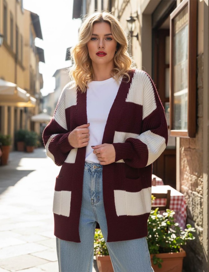 YOU DECIDE CARDIGAN  BICOLOR