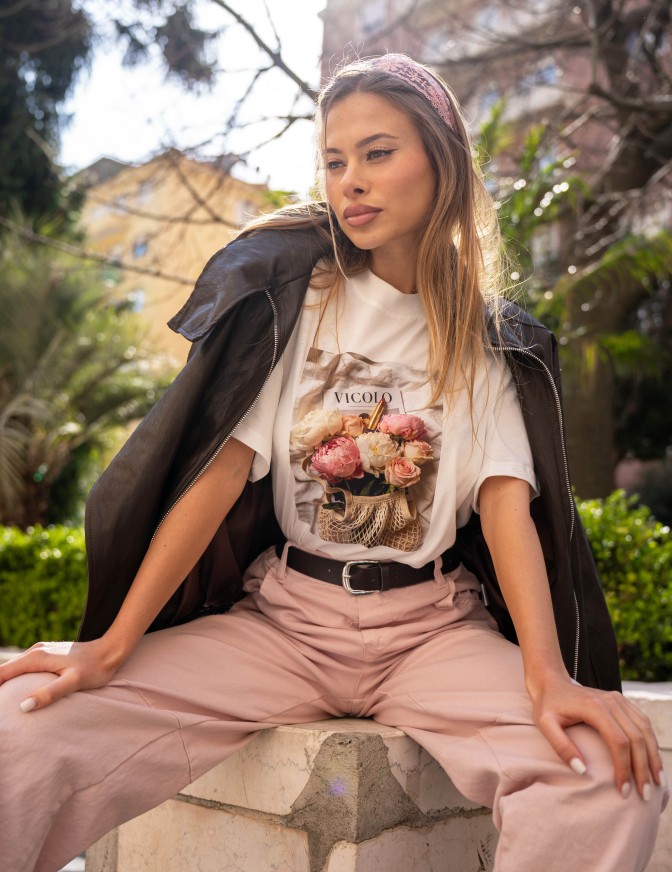 VICOLO TSHIRT  ROSE E ROSSETTO