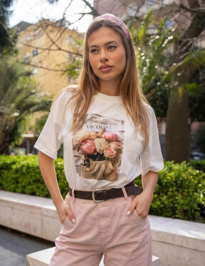 VICOLO TSHIRT  ROSE E ROSSETTO