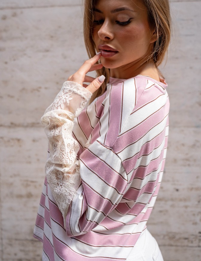 HAVEONE TSHIRT  RIGHE E PIZZO