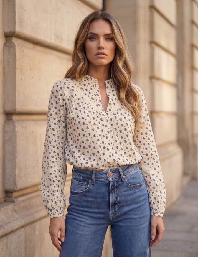 ONLY CAMICIA  FLOWER BLU