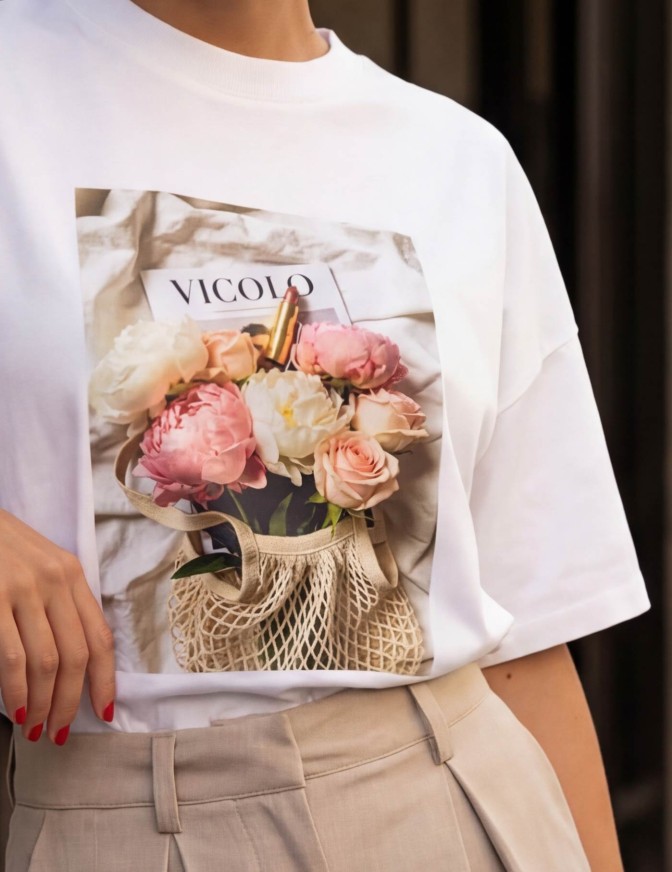 VICOLO TSHIRT  ROSE E ROSSETTO