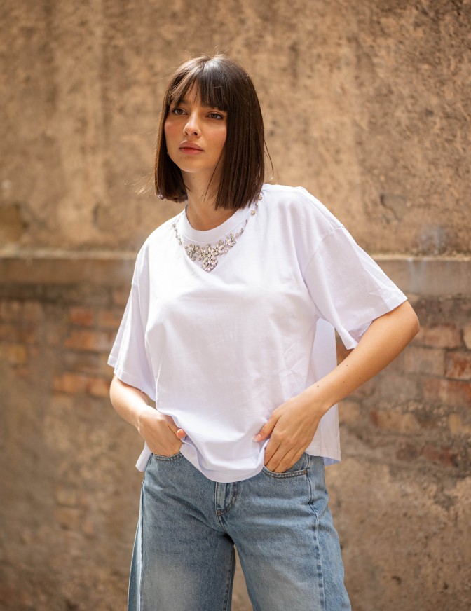 TWO WAY TSHIRT  COLLANA STRASS