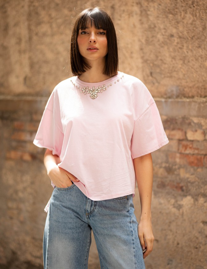 TWO WAY TSHIRT  COLLANA STRASS