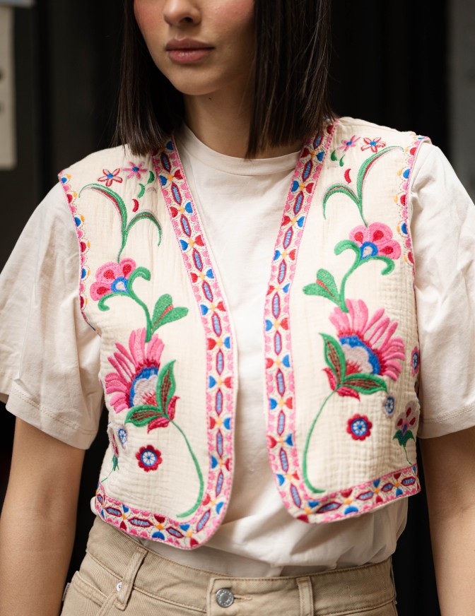 VICOLO GILET  CROP FIORI