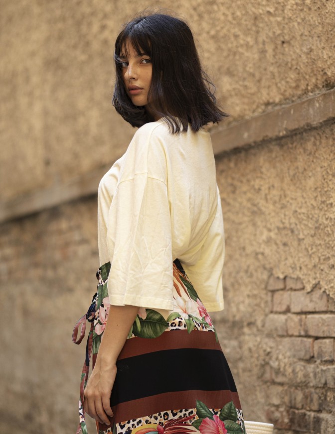 VICOLO TSHIRT  OVER MISTO LINO