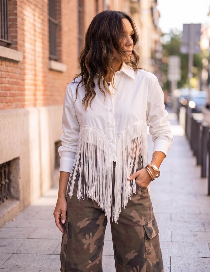 HAVEONE CAMICIA  CROP FRANGE