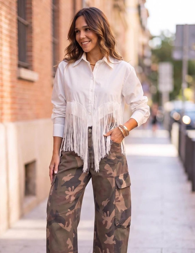 HAVEONE CAMICIA  CROP FRANGE