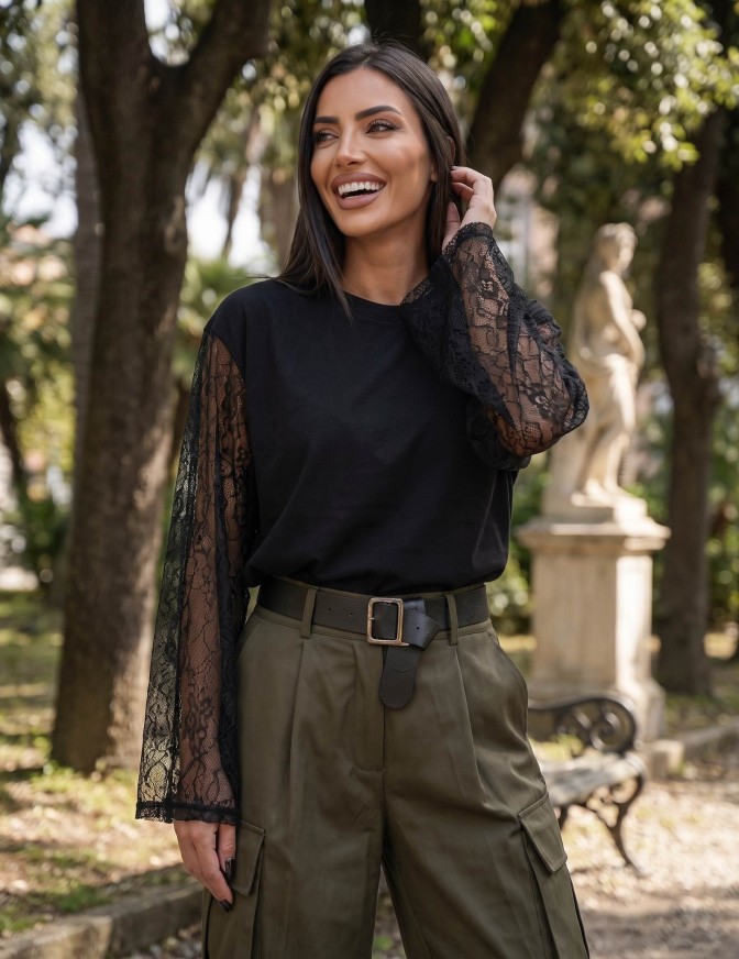 VICOLO TSHIRT  ML AMPIA PIZZO