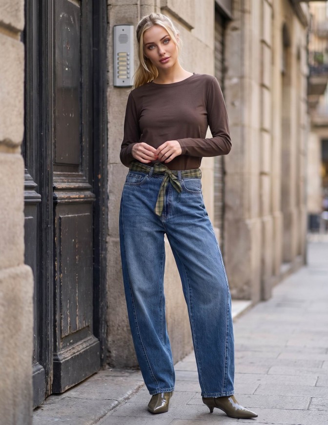 ONLY JEANS  CINTURA QUADRI